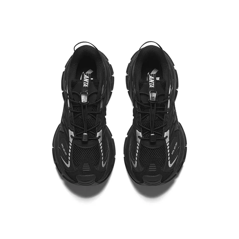 Anta Star Moon 2 Breathable Height Increasing Low Top Casual Shoes Women's Basic Black-2