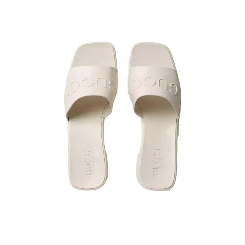 GUCCI 60mm Slide Sandal White Rubber Women's-3