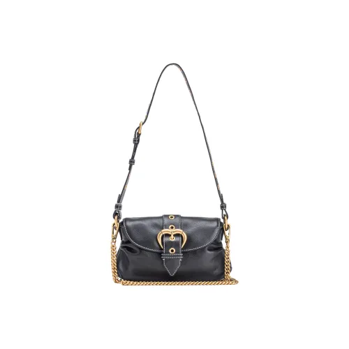 PINKO Cow Leather Shoulder Bag Crossbody Bag Small Size Women's Black