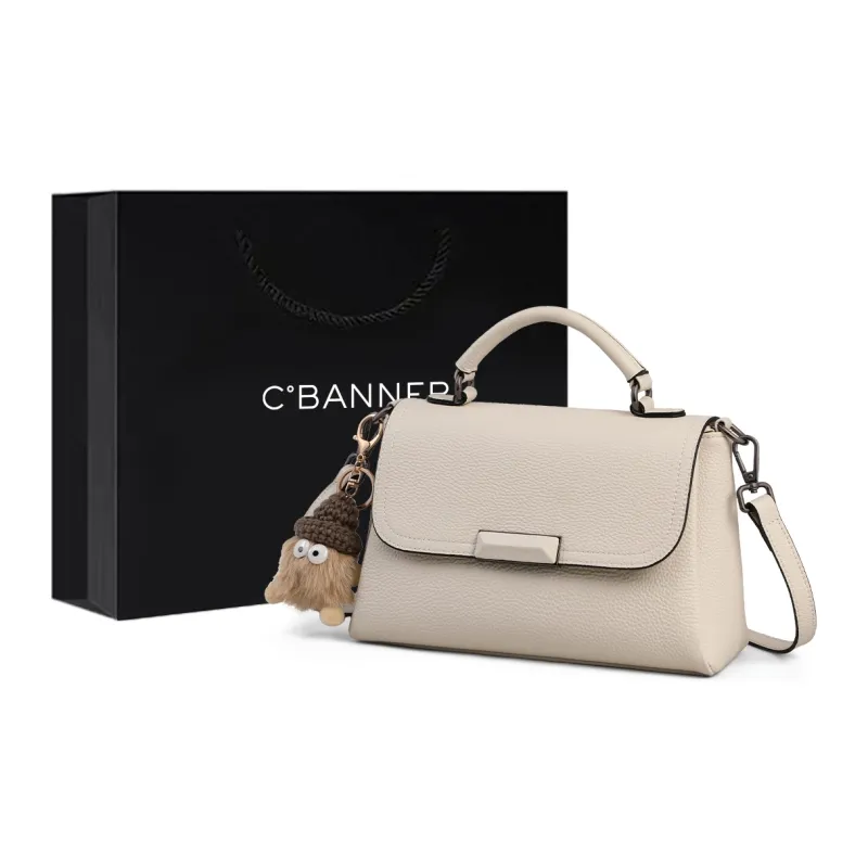 C°BANNER Cow Leather With Synthetic Leather Crossbody Bag, Handbag Regular Women's Black/Khaki/Dusty Blue/Ecru-0