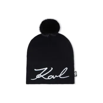 KARL LAGERFELD Cotton Beanies Kids' Black