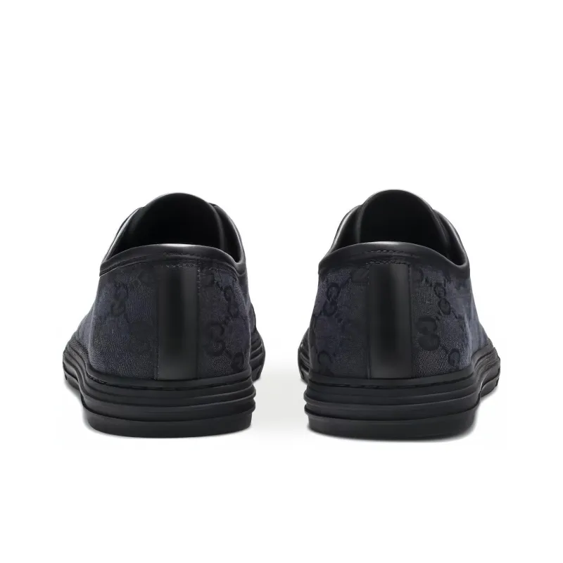 GUCCI GG Low Top Skateboard Shoes Men's Black Blue Shopping Bag-3