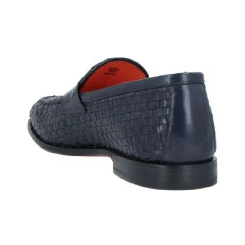 Santoni Almond Toe Woven Penny Loafers-3