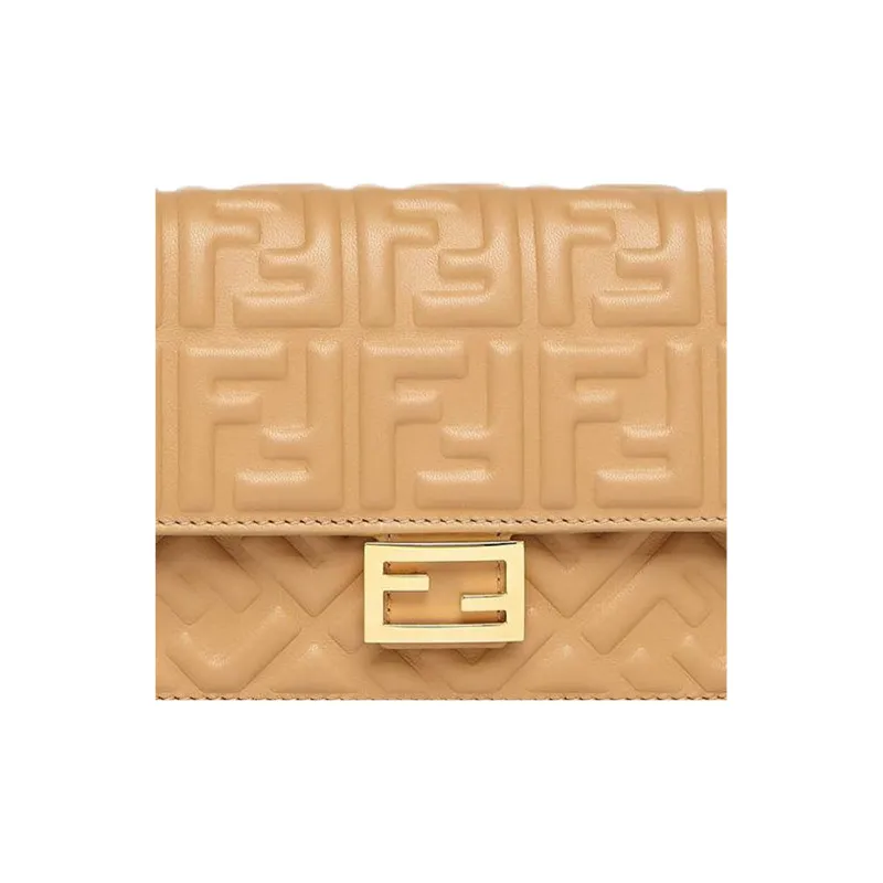 FENDI Baguette Lambskin Portable Crossbody Bag Shoulder Bag Women's Light Brown-4