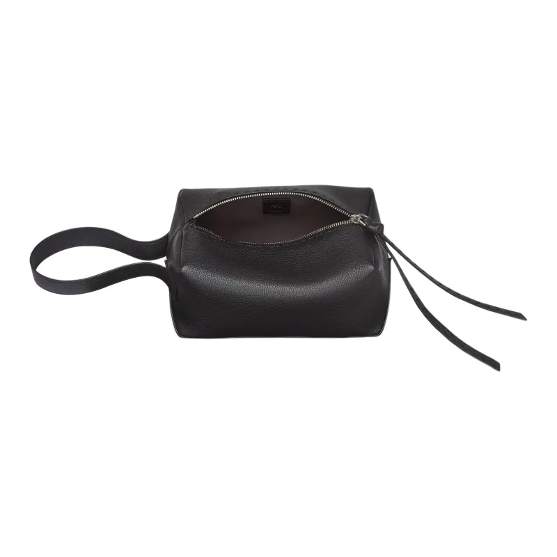 FENDI ROMA Calfskin Makeup Bag Men's Black-2