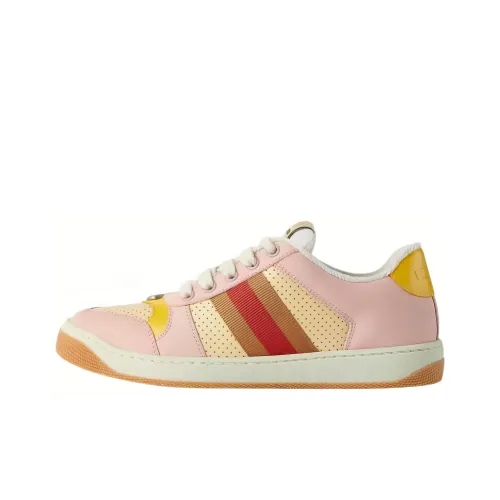 GUCCI Screener Skateboard Shoes Women's Low-Top Pink/Yellow/Brown