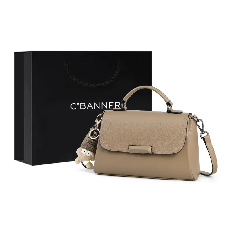 C°BANNER Cow Leather With Synthetic Leather Crossbody Bag, Handbag Regular Women's Black/Khaki/Dusty Blue/Ecru-10