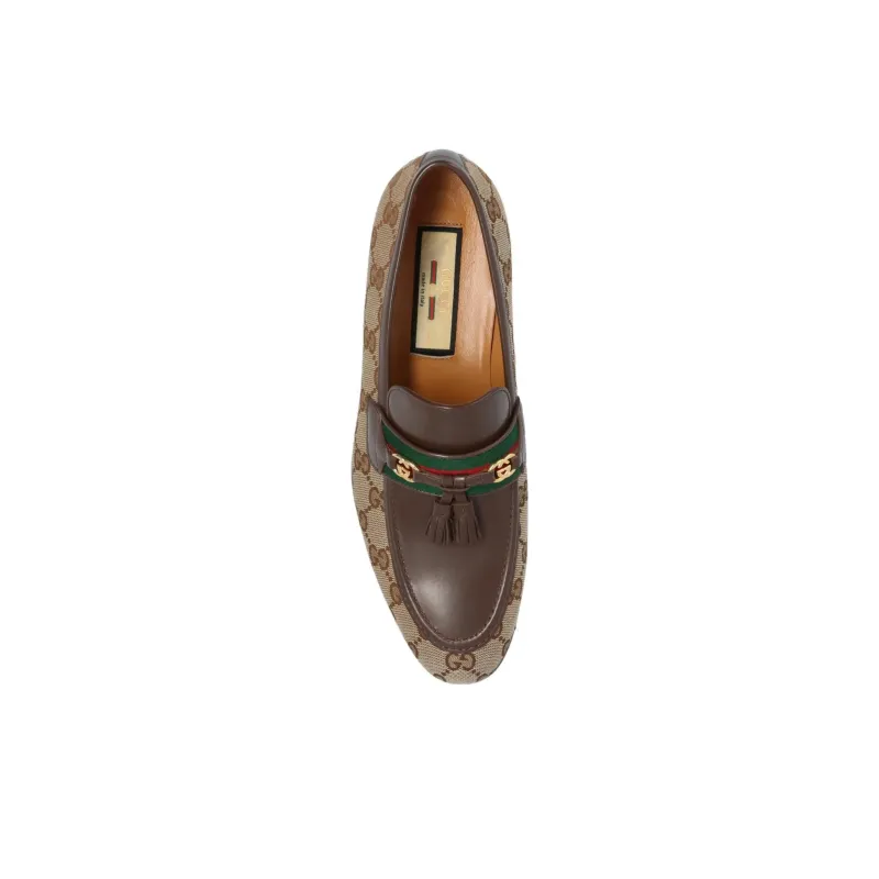 GUCCI Tassel-detail GG Canvas Loafers-4