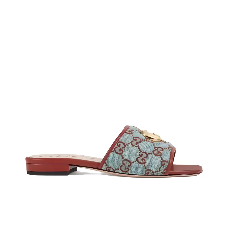GUCCI Slide Slippers Women's Blue Brown-1
