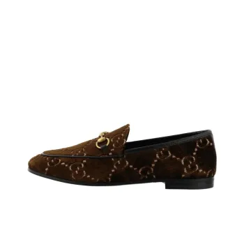 GUCCI Jordaan Gg Velvet Loafers Cocoa Women's