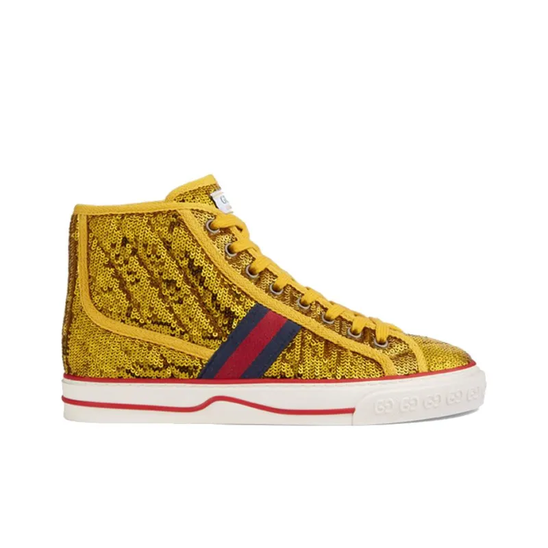 GUCCI Women's Tennis 1977 High 'Sequin Gold' Women's-1