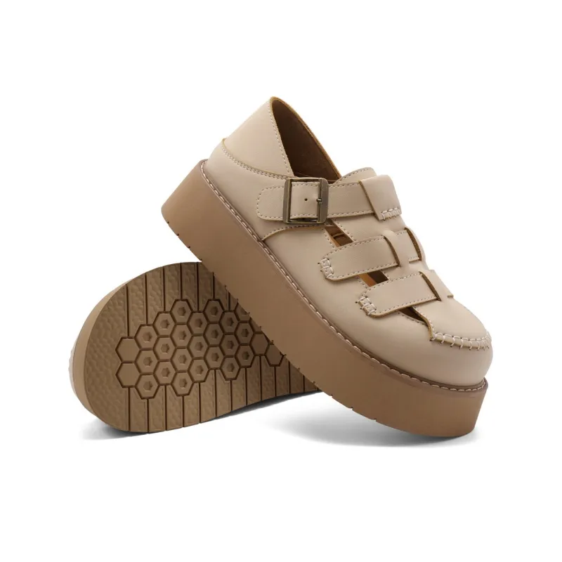 BELLE Roman Sandals 4CM Women's Brown, Apricot-4