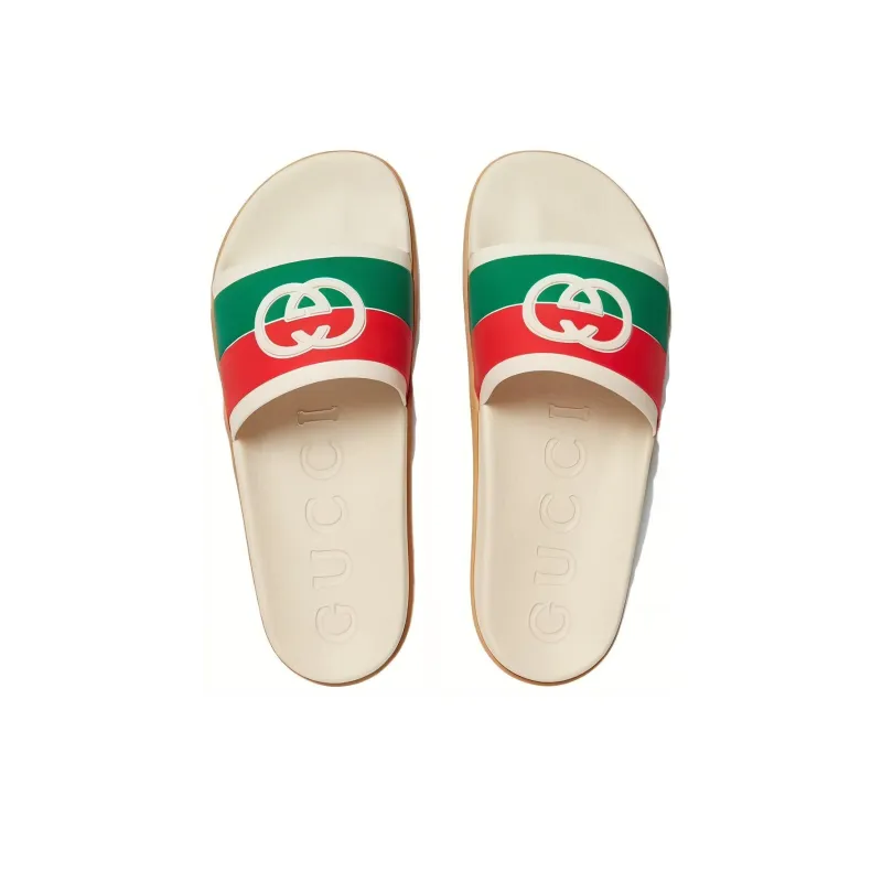 GUCCI Interlocking G Web Stripe Slides-3