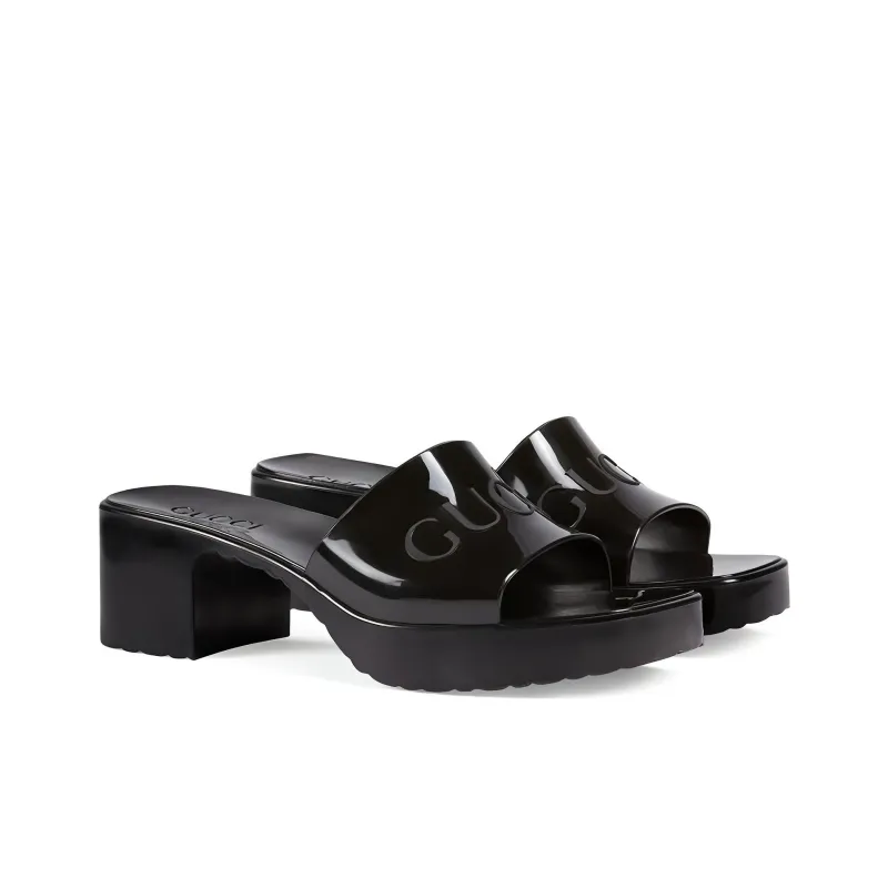 GUCCI 60mm Slide Sandal Black Rubber Women's-2