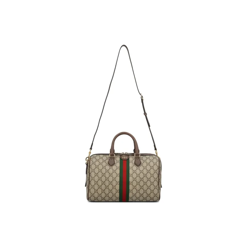 GUCCI Ophidia Canvas With Leather Binding One Shoulder Crossbody Canvas Bag Handbag Medium Size Women's Brown-0