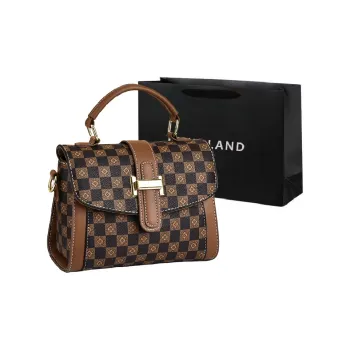 PINK·LAND PU Shoulder Bag, Handbag Regular Women's Plaid Coffee/Plaid Coffee/Black/Khaki/Blue/Ecru/Earth Yellow