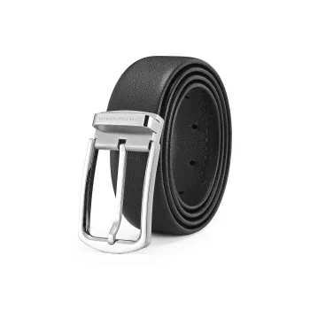 ROBERTA DI CAMERINO Top Grain Cow Leather Belts Men's Black Width 3.45cm