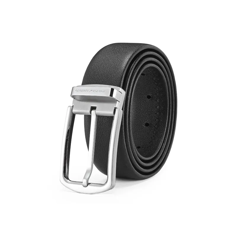 ROBERTA DI CAMERINO Top Grain Cow Leather Belts Men's Black Width 3.45cm-0