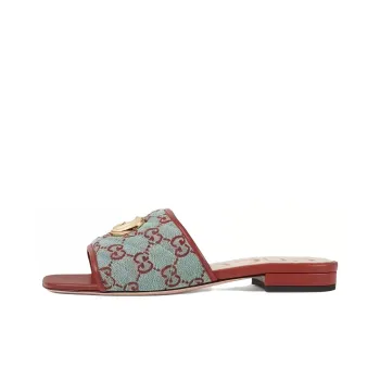 GUCCI Slide Slippers Women's Blue Brown