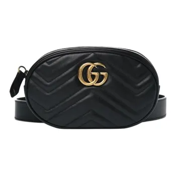 GUCCI GG Marmont Quilting Leather Shoulder Bag Crossbody Bag Sling Bag Fanny Pack Women's Black