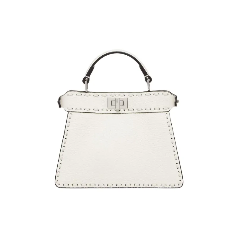 FENDI Peekaboo ISeeU Grain Calfskin One Shoulder Handbag Trumpets Women's White-0