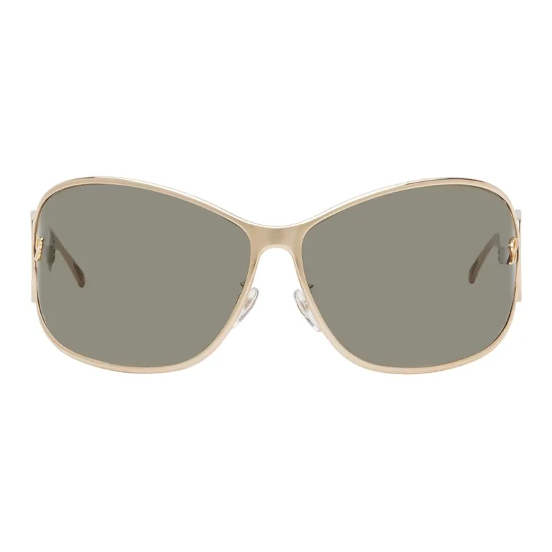 Blumarine Metal Irregular Shape Sunglasses Women's Gold-0