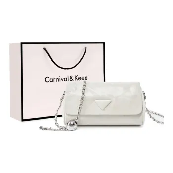 Carnival Keep Top Grain Cow Leather Pillow Shoulder Bag Regular Women's White/Black