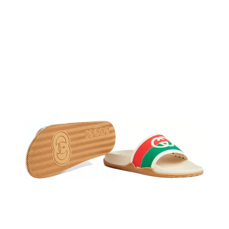 GUCCI Interlocking G Web Stripe Slides-5