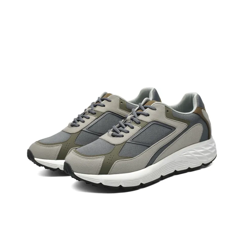He Jinchang Cushioning Anti Slip And Wear Resistant Support Rebound Low Top Casual Shoes Men's Gray Green-4