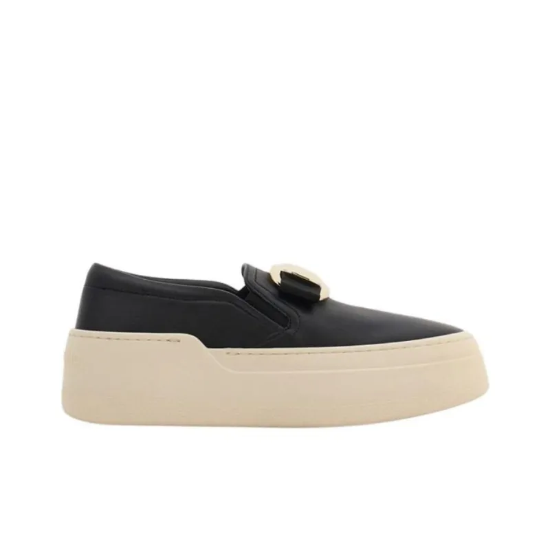 FERRAGAMO Vara Low Top Skateboard Shoes Women's Black-1