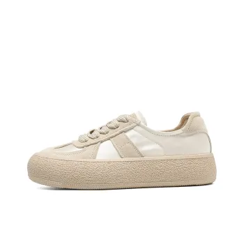 HLA Versatile Vintage Skateboard Shoes Platform Height Increasing German Army Trainers White Sneakers Women's