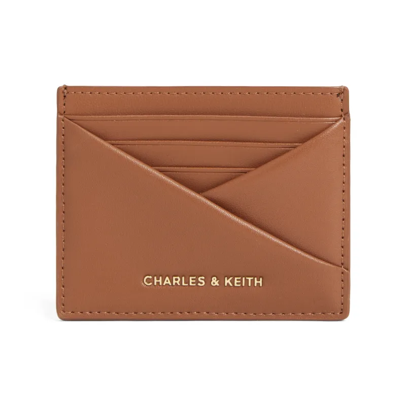 CHARLES&KEITH Synthetic Leather Card Holder Mini Women's Oat/Tan Tea Brown-4