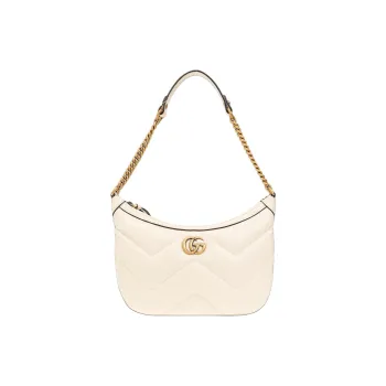 GUCCI GG Marmont Quilted V Shaped Leather Handbag Shoulder Bag Women's White