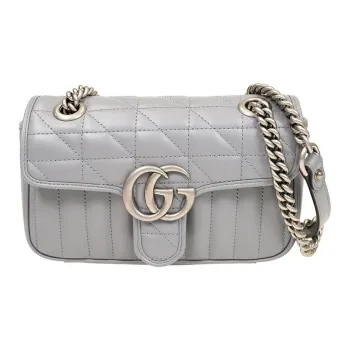 GUCCI GG Marmont Leather Crossbody Bags Shoulder Bags Mini Women's Gray