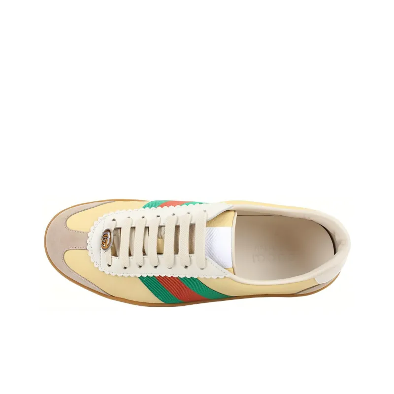 GUCCI G74 Web Low Top Stylish Skateboarding Shoes Men's Brown Green Shopping Bag-4