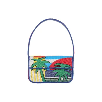 Staud Tommy Bead-Embellished Foldover Top Shoulder Bag