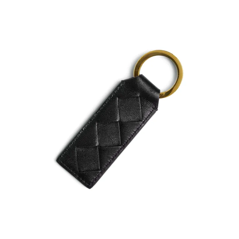 Bottega Veneta Calfskin Keychains Women's Black-2