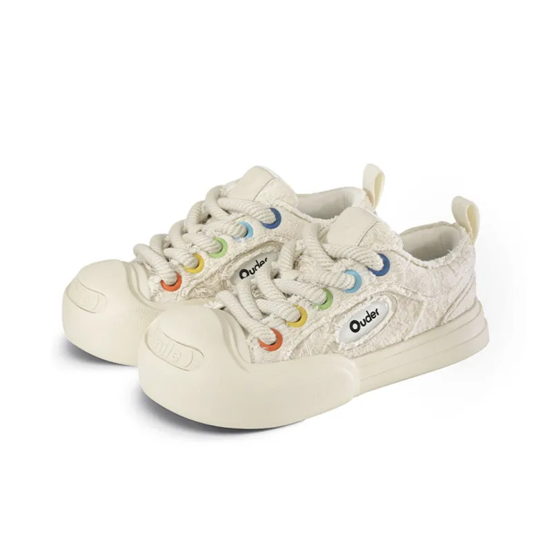 NO1 x Ouder Smiler Laughs Series Anti Slip Wear Resistant Low Top Skateboard Shoes Unisex White Camellia-2