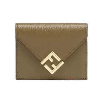 FENDI Leather Wallet Medium Size Women's Green