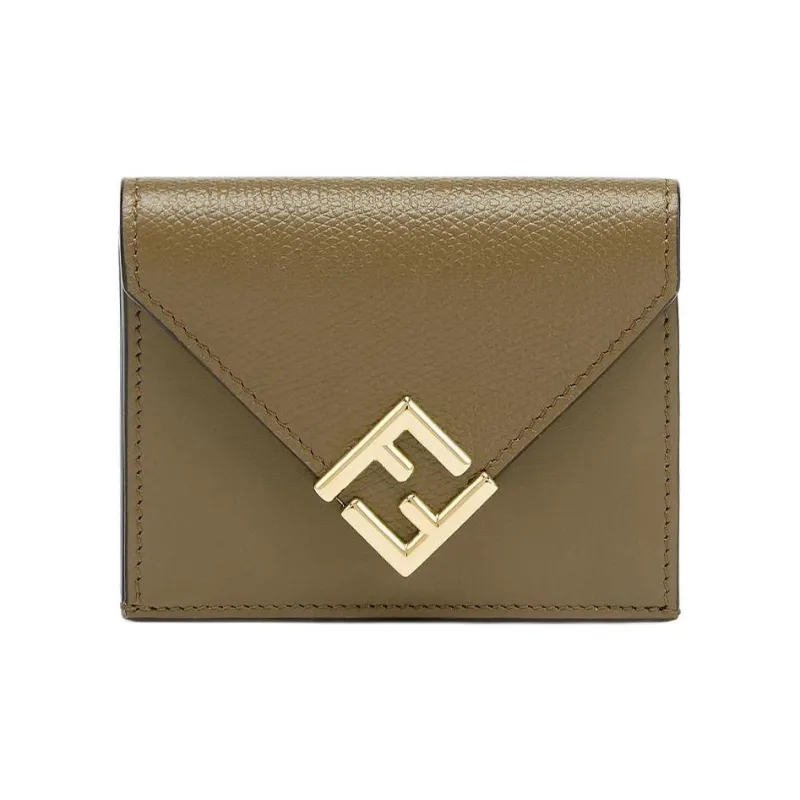 FENDI Leather Wallet Medium Size Women's Green-0