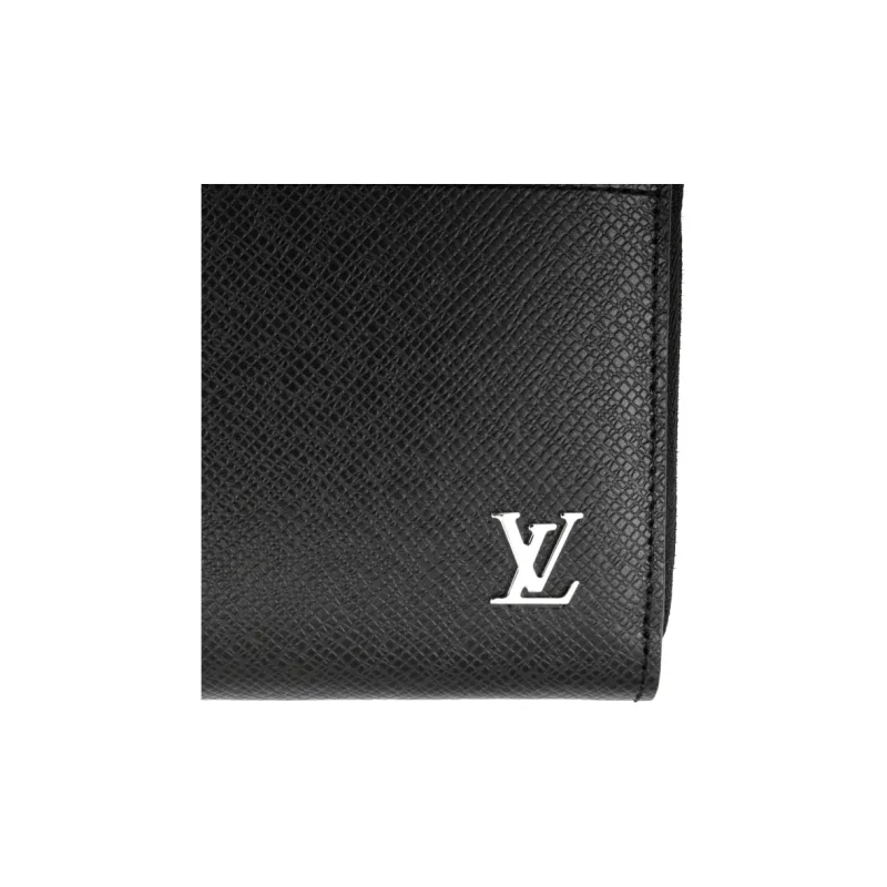 LOUIS VUITTON Zippy Coniferous Forest Leather Portable Clutch Wallet Men's Black-8