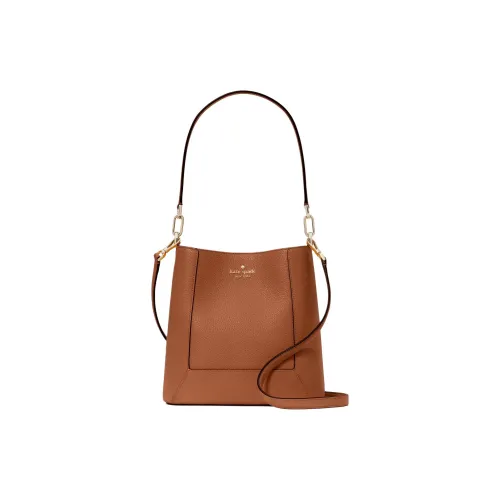 Kate Spade Litchi Grain Leather Bucket Bag, Crossbody Handbag, Shoulder Bag Regular Women's Brown