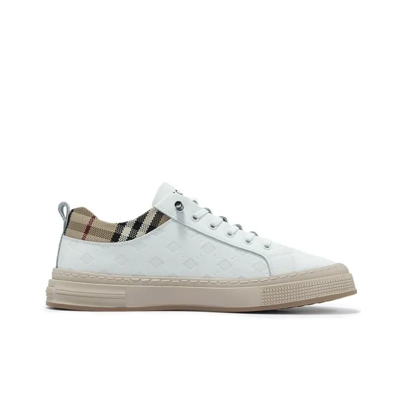JOSINY Lightweight And Breathable Low-Top Skateboard Shoes Men's White Black-17