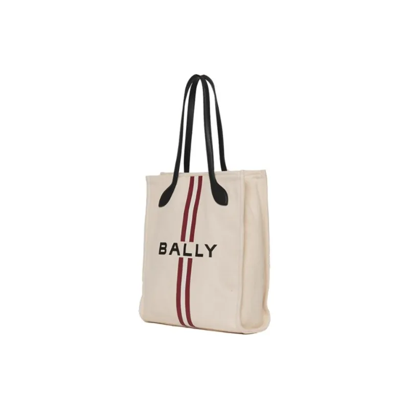 BALLY Fabric With Cow Leather Tote Bag Shopping Bag Shoulder Bag Crossbody Bag Handbag Small Size Women's Natural-2