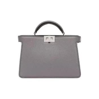 FENDI Peekaboo ISeeU Calfskin Shoulder Bag Crossbody Bag Handbag Men's Gray