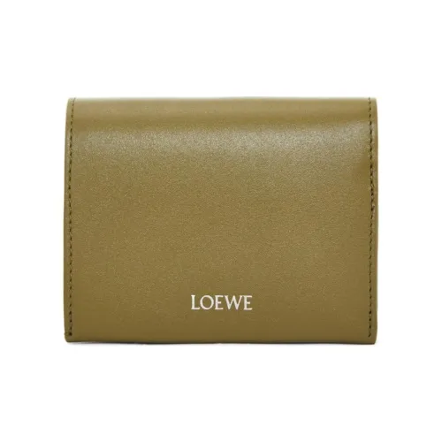 LOEWE Shiny Nappa Calfskin Wallet Men's Olive