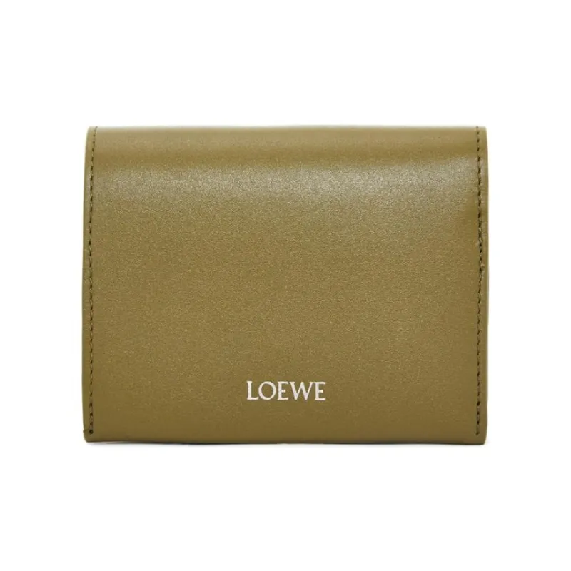 LOEWE Shiny Nappa Calfskin Wallet Men's Olive-0