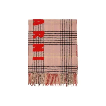 MARNI Logo Embroidered Fringed Scarf