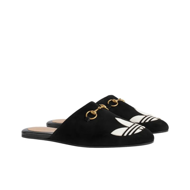 GUCCI X Adidas Originals Trefoil Slipper Black Women's-2