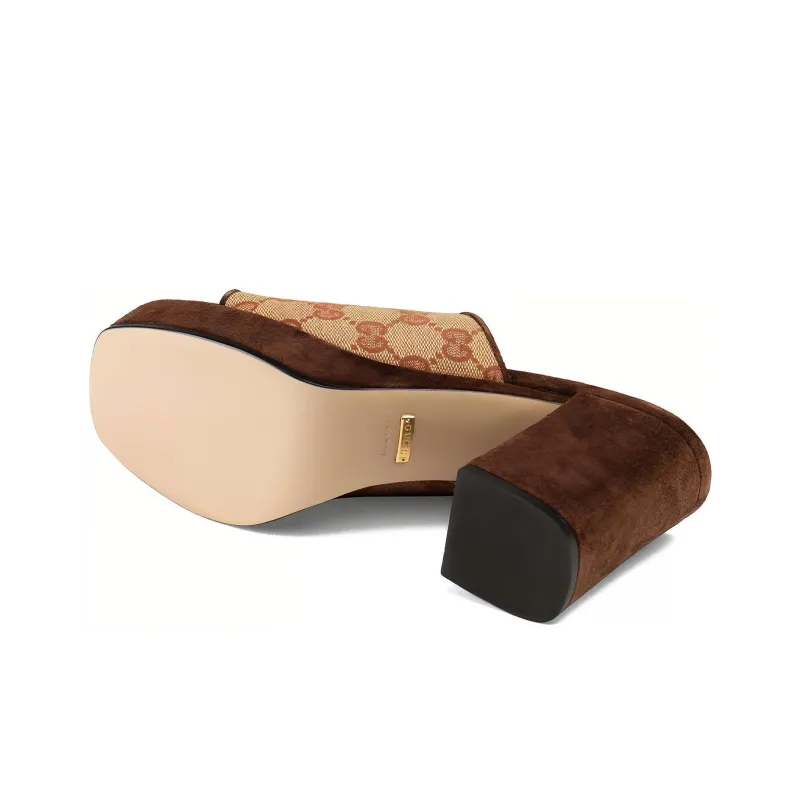 GUCCI 60mm GG Mid-heel Platform Mules-5